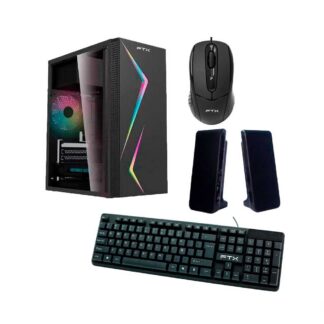 GABINETE KIT FTX271R C/FUENTE 500W MOUSE+TECL+SPK+LATERAL TRANSP MATX/MITX